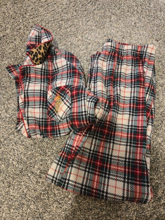 Lauren Ralph Lauren Other - Lauren Ralph Lauren Tartan Plaid Monogram Fleece Pajamas L
